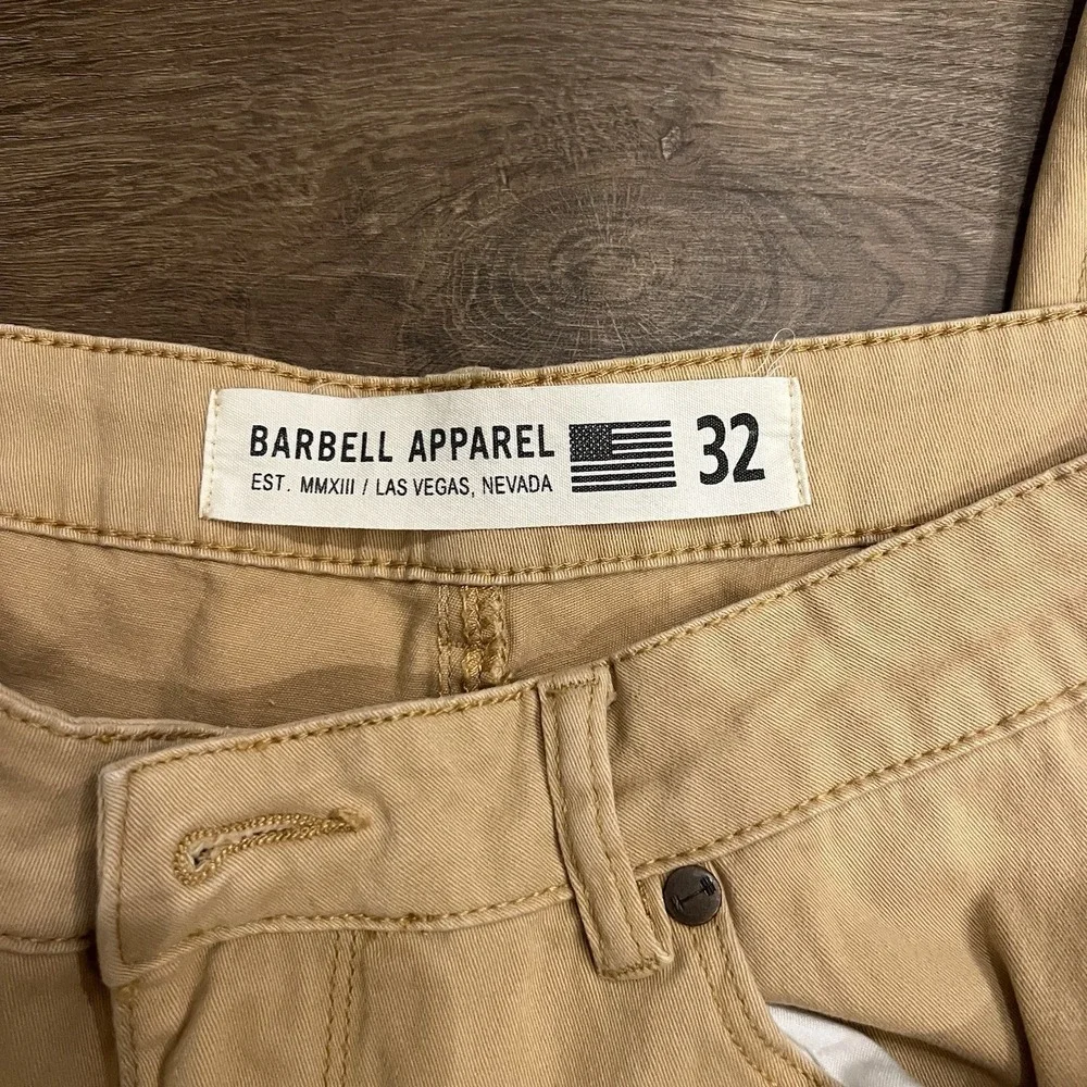 Barbell Apparel Straight Leg Jeans Mens 32/33 X 28 Khaki Stretch Khaki Pants - Picture 3 of 4